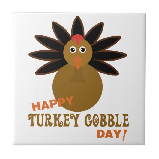 Happy Turkey Gobble Day Thanksgiving Tegeltje (Voorkant)