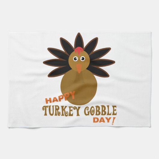 Happy Turkey Gobble Day Thanksgiving Theedoek (Horizontaal)