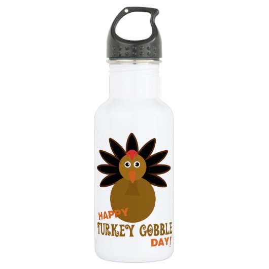 Happy Turkey Gobble Day Thanksgiving Waterfles (Voorkant)