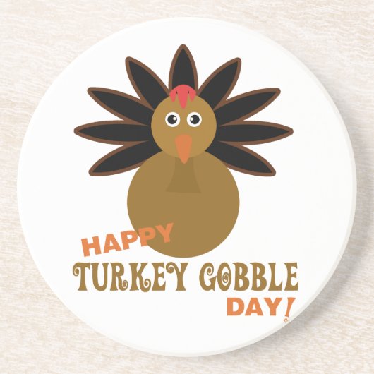 Happy Turkey Gobble Day Thanksgiving Zandsteen Onderzetter (Voorkant)