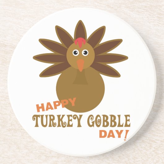 Happy Turkey Gobble Day Thanksgiving Zandsteen Onderzetter (Voorkant)