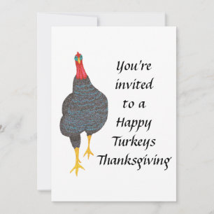 Happy Turkeys Vegetarian Vegan Thanksgiving Invite Kaart