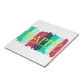Happy Turquoise Pink Stripes Funky Tegeltje (Zijkant)