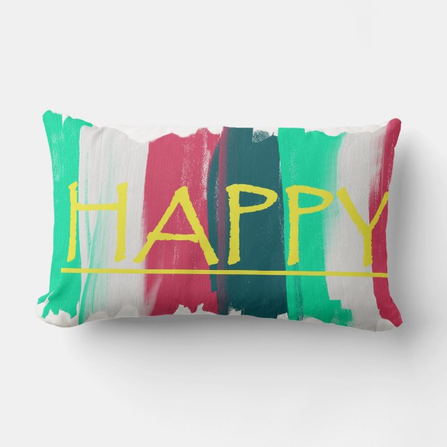 Happy Turquoise Roze Strepen Funky Kussen (Voorkant)