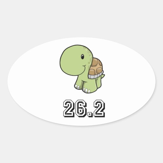 Happy Turtle 26.2 Ovale Sticker (Voorkant)