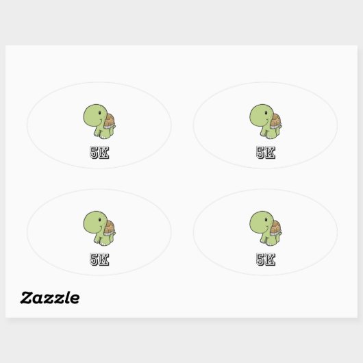 Happy Turtle 5K Ovale Sticker (Vel)
