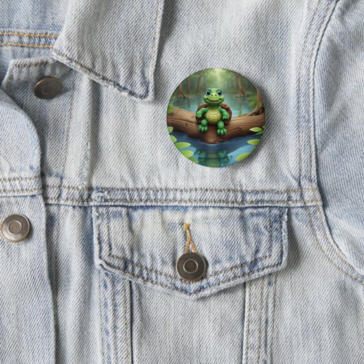 Happy Turtle Birthday Button (In situ)
