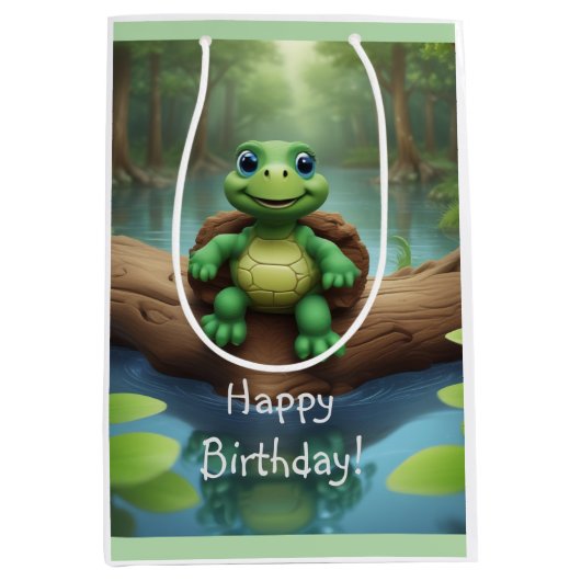 Happy Turtle Birthday Medium Cadeauzakje (Voorkant)
