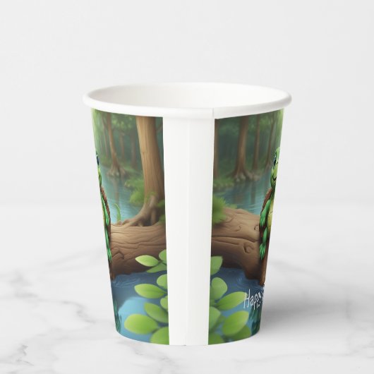 Happy Turtle Birthday Papieren Bekers (Rechts)