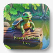 Happy Turtle Birthday Papieren Bordje (Voorkant)