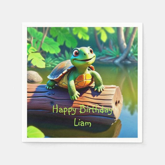 Happy Turtle Birthday Servet (Voorkant)