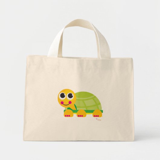 Happy Turtle Floral Canvas tas - Gepersonaliseerd (Voorkant)