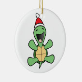 Happy Turtle Kerstmis Keramisch Ornament (Rechts)