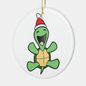 Happy Turtle Kerstmis Keramisch Ornament (Links)