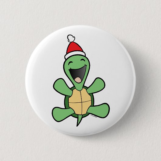 Happy Turtle Kerstmis Ronde Button 5,7 Cm (Voorkant)