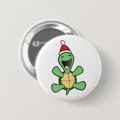 Happy Turtle Kerstmis Ronde Button 5,7 Cm (Voorkant /achterkant)