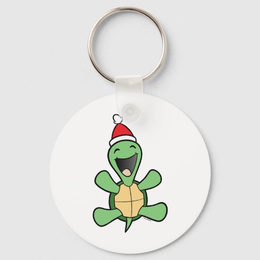 Happy Turtle Kerstmis Sleutelhanger (Voorkant)