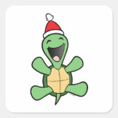 Happy Turtle Kerstmis Vierkante Sticker (Voorkant)