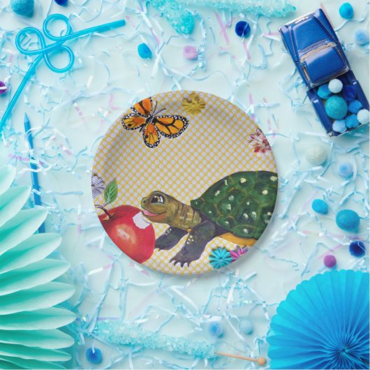 Happy Turtle Kinderen Party voedt Shabby Chic Papieren Bordje (Feest)