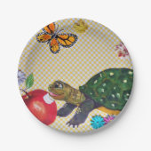 Happy Turtle Kinderen Party voedt Shabby Chic Papieren Bordje (Voorkant)