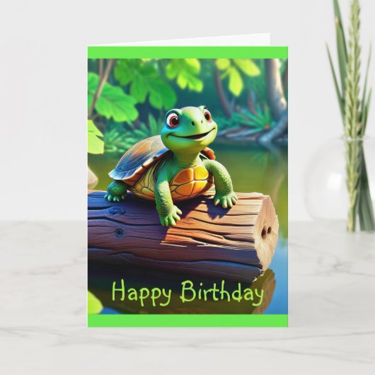 Happy Turtle Medium Verjaardag Kaart (Voorkant)