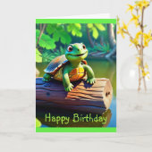 Happy Turtle Medium Verjaardag Kaart (Gele Bloem)