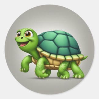 Happy Turtle Reist Ronde Sticker