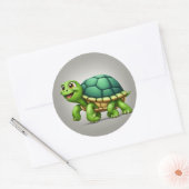 Happy Turtle Reist Ronde Sticker (Envelop)