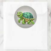 Happy Turtle Reist Ronde Sticker (Tas)
