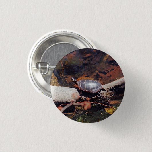 Happy Turtle Ronde Button 3,2 Cm (Voorkant /achterkant)