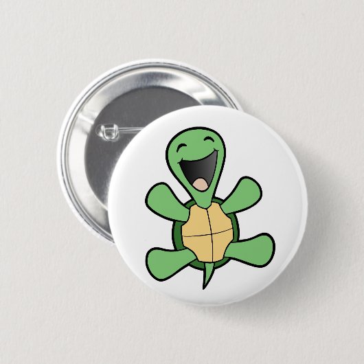 Happy Turtle Ronde Button 5,7 Cm (Voorkant /achterkant)