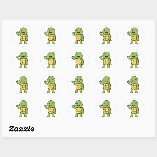 Happy turtle ronde sticker (Vel)