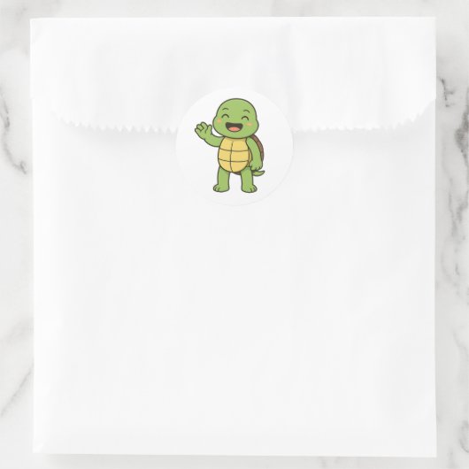 Happy turtle ronde sticker (Tas)