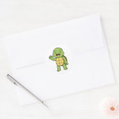 Happy turtle ronde sticker (Envelop)