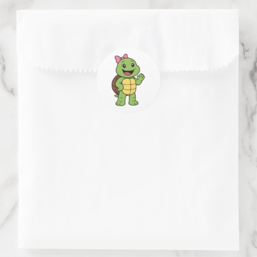 Happy turtle ronde sticker (Tas)