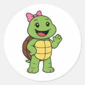 Happy turtle ronde sticker (Voorkant)