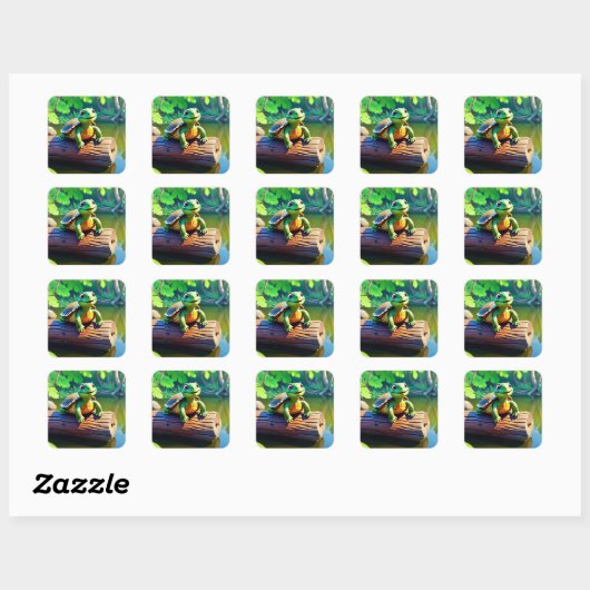 Happy Turtle Square Sticker (Vel)