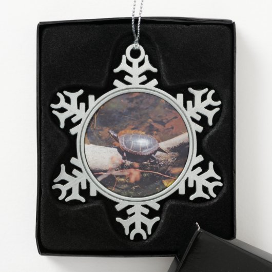 Happy Turtle Tin Sneeuwvlok Ornament (Kistje)