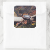 Happy Turtle Vierkante Sticker (Tas)