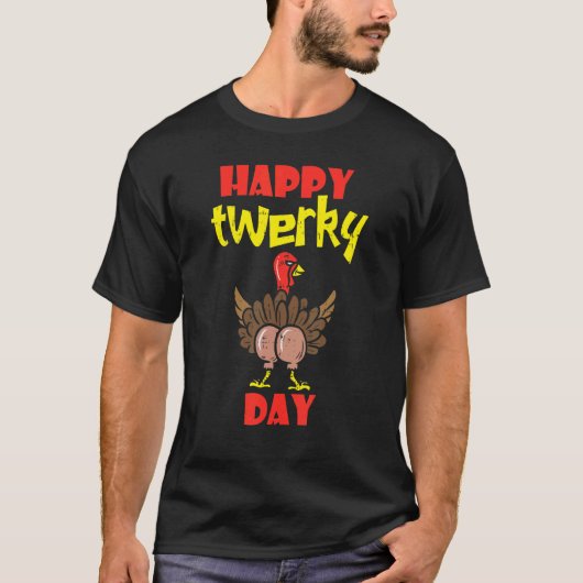 Happy Twerkey Turkey Day Cute Little Pilgrim Thank T-shirt (Voorkant)