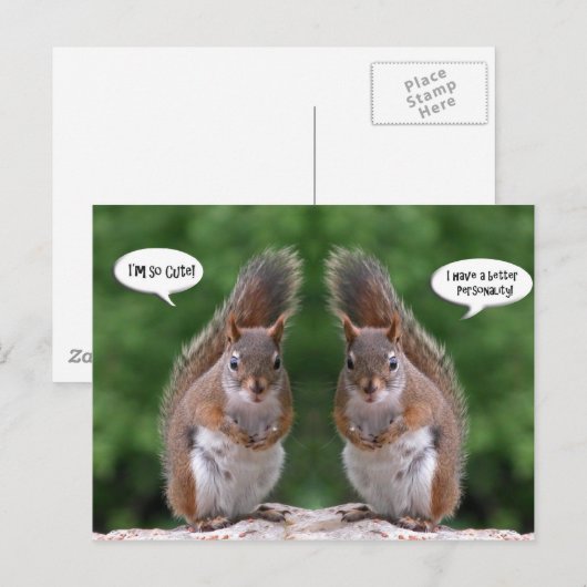Happy Twins Day, Red Squirrel Humor, Cute and Pers Briefkaart (Voorkant / Achterkant)