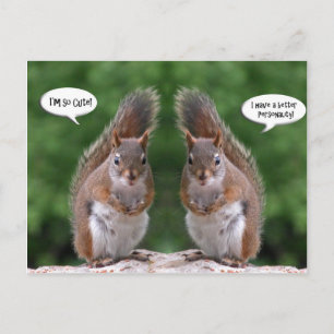 Happy Twins Day, Red Squirrel Humor, Cute and Pers Briefkaart