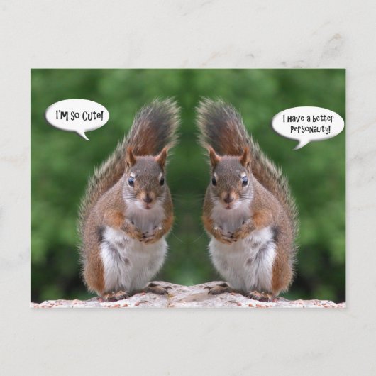 Happy Twins Day, Red Squirrel Humor, Cute and Pers Briefkaart (Voorkant)