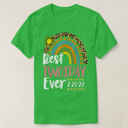 Happy Twosday 2022 Pink Leopard Best Twos Day Ever T-shirt (Design voorkant)