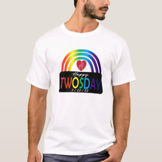 Happy Twosday Rainbow 22 februari 2022 Twos Day T-shirt