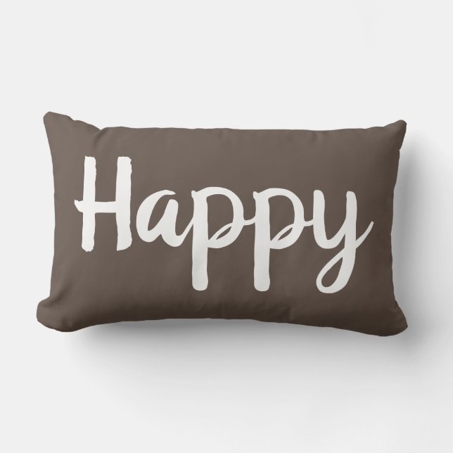  HAPPY-typografie | Lumbar Pillow Kussen (Voorkant)