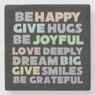 Happy Typografie Stenen Onderzetter