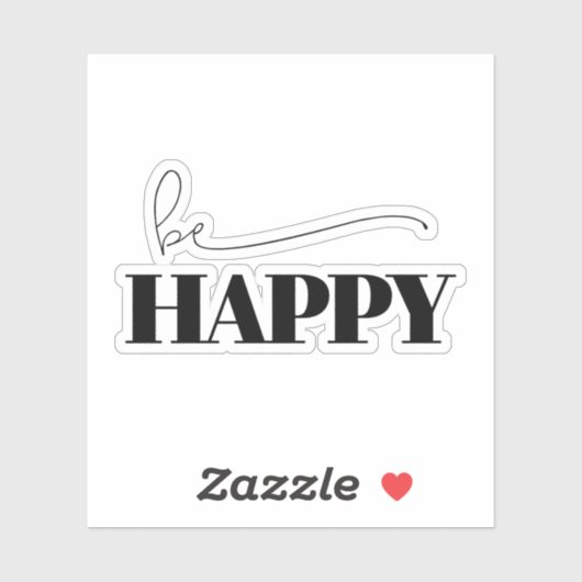 Happy Typografie Sticker (Vel)