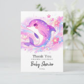 Happy Under het Zee Dolfijn Baby shower Bedankkaart (Staand voorkant)