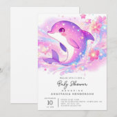 Happy Under het Zee Dolfijn Baby shower Kaart (Voorkant / Achterkant)